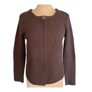 NEW Adrienne Vittadini Chocolate Brown Sweater Cardigan Womens MED Chunky Knit